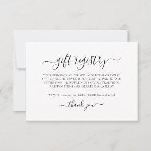 Einfache elegante Minimalistische Geschenkregister Mitteilungskarte
