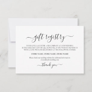 Einfache elegante Minimalistische Geschenkregister Mitteilungskarte