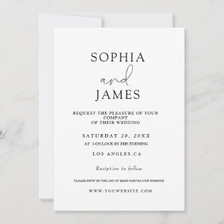 Einfache, elegante Minimalistische Hochzeitseinlad Einladung