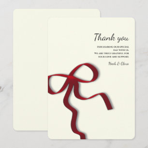 Einfache Elegante Minimalistische Red Bow Dankeskarte