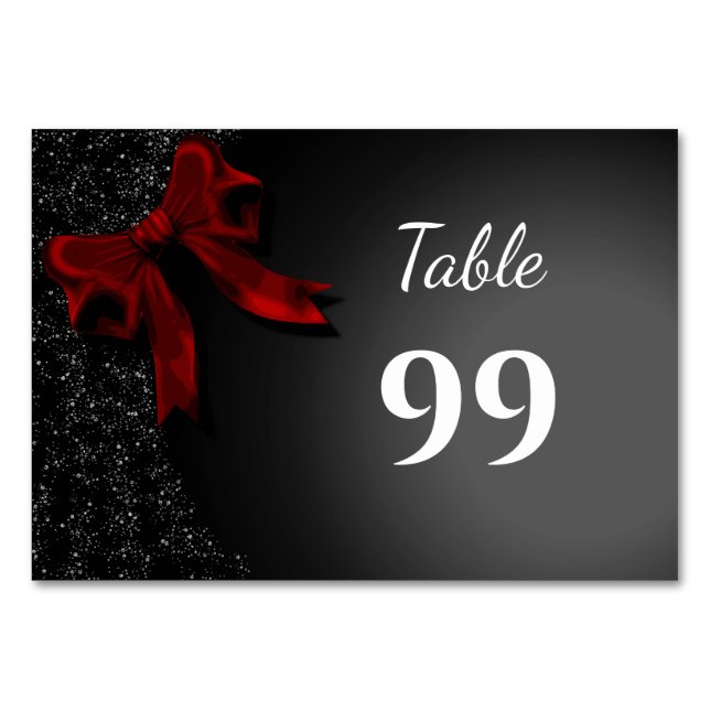 Einfache Elegante Minimalistische Red Bow-Tischnum Tischnummer (Vorderseite)
