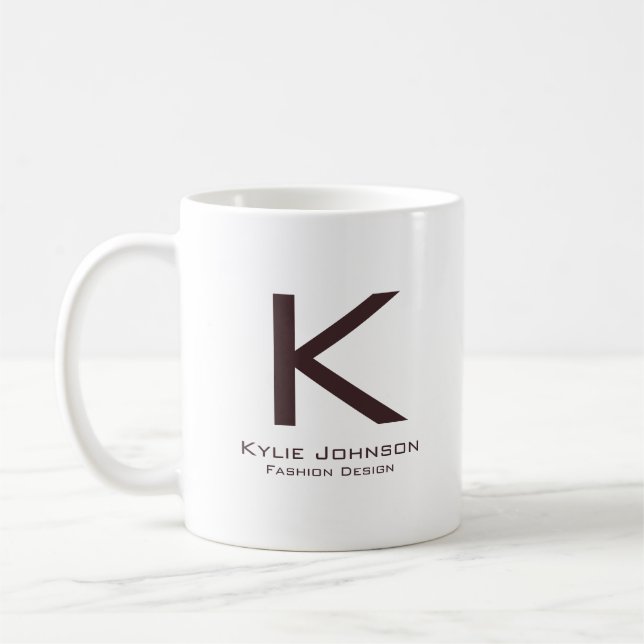 Einfache elegante Mit Monogramm Bezeichnung Kaffeetasse (Links)