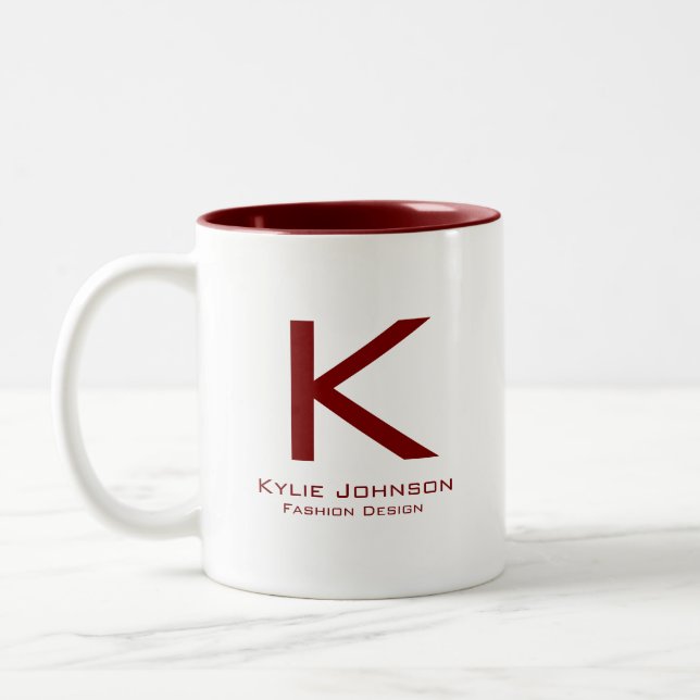 Einfache elegante Mit Monogramm Bezeichnung Zweifarbige Tasse (Links)