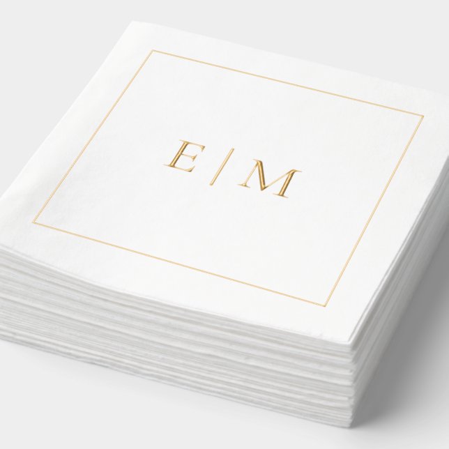 Einfache Elegante Mit Monogramm Hochzeit Gold Servietten Mit Folie (Ausschnitt)