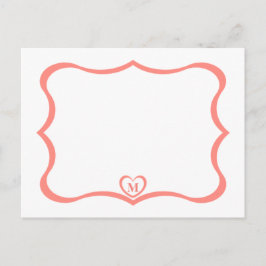 Einfache elegante Mit Monogramm Postkarte #Peach