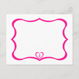 Einfache elegante Mit Monogramm Postkarte #Pink