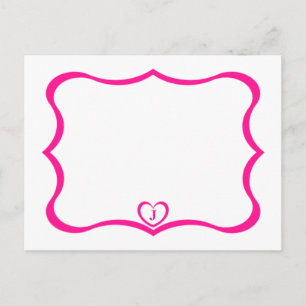 Einfache elegante Mit Monogramm Postkarte #Pink