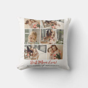 Einfache Elegante Modern Mothers Day Foto Collage Kissen