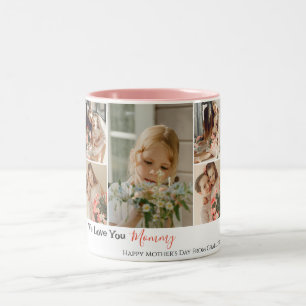 Einfache Elegante Modern Mothers Day Foto Collage Zweifarbige Tasse