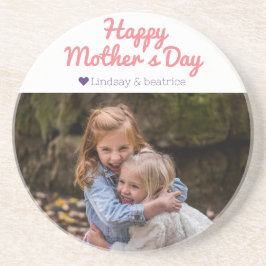 Einfache Elegante Modern Mothers Day Foto Name Getränkeuntersetzer