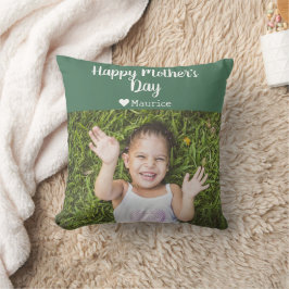 Einfache Elegante Modern Mothers Day Foto Name Kissen