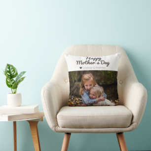 Einfache Elegante Modern Mothers Day Foto Name Kissen