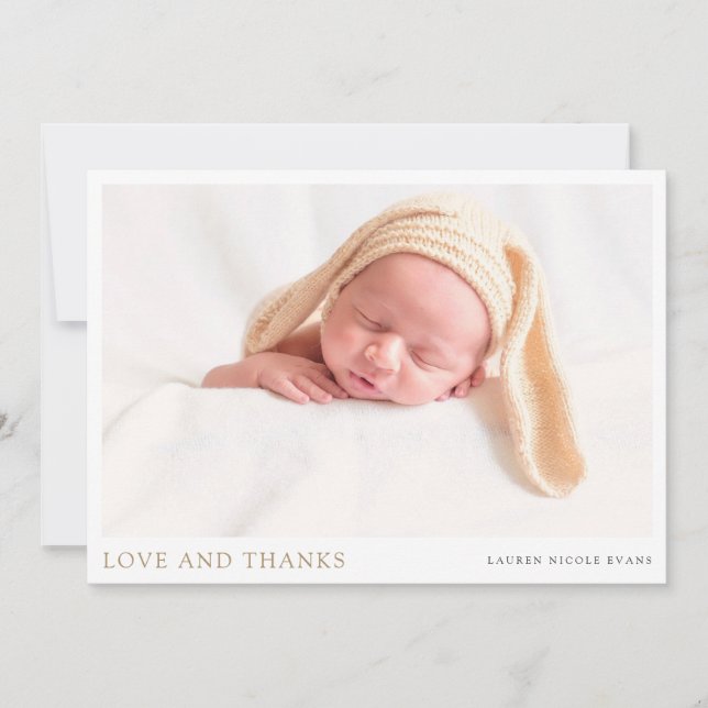 Einfache Elegante moderne Babygeschenke für Jungen Dankeskarte (Vorderseite)