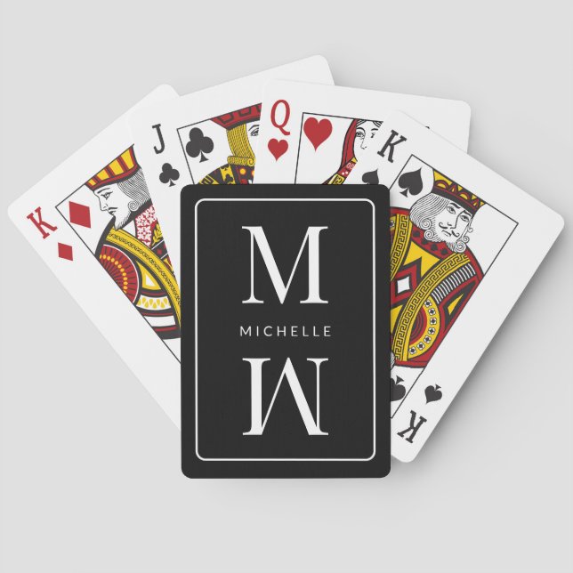 Einfache Elegante, moderne Bezeichnung Schwarz Mon Spielkarten (Rückseite)