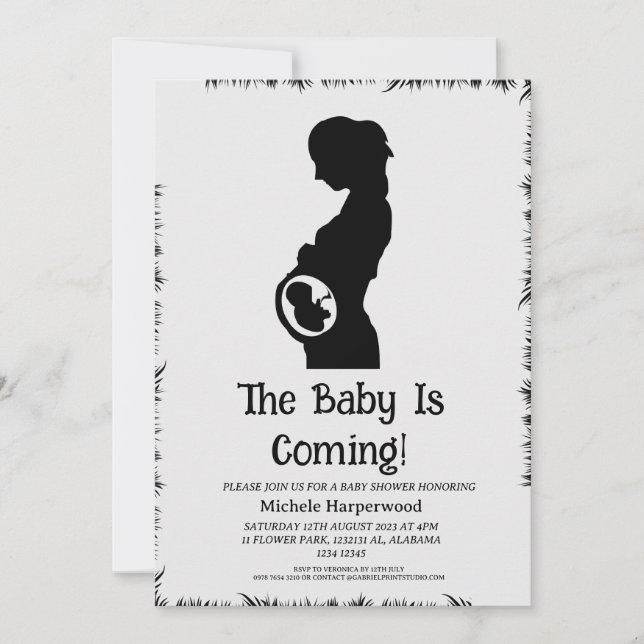 Einfache Elegante moderne Black Halloween Baby Dus Einladung (Vorderseite)