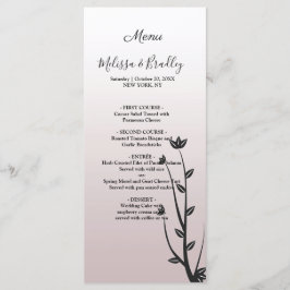 Einfache elegante moderne Blätter Hochzeitsmenü Programm