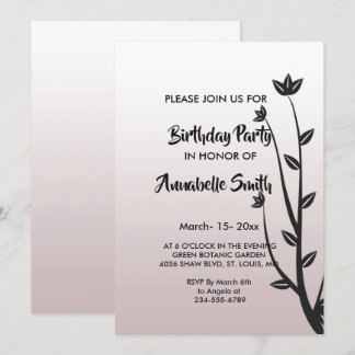 Einfache Elegante Moderne Blätter zum Geburtstag Einladung