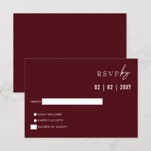  Einfache Elegante Moderne Burgundy Hochzeit    RSVP Karte