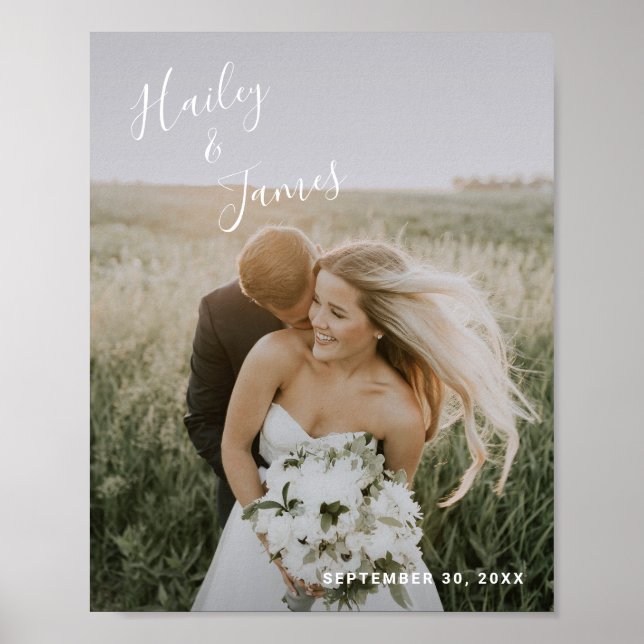 Einfache Elegante Moderne Foto Hochzeit Poster (Vorne)