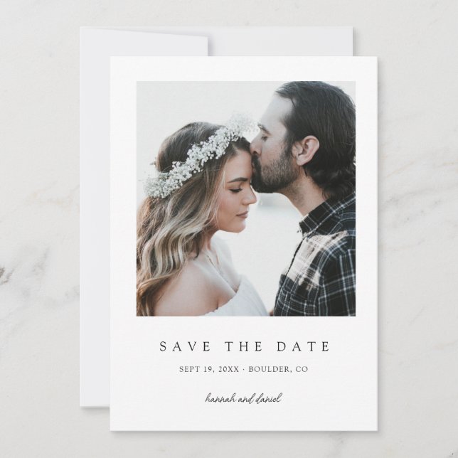 Einfache Elegante Moderne Foto Hochzeit Save The Date (Vorderseite)