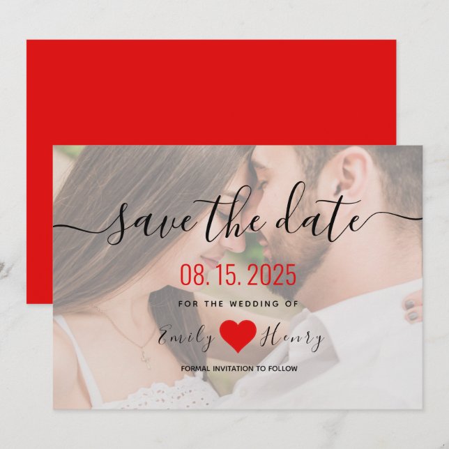 Einfache Elegante Moderne Foto Hochzeit Save The Date (Vorne/Hinten)