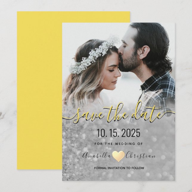 Einfache Elegante Moderne Foto Hochzeit Save The Date (Vorne/Hinten)