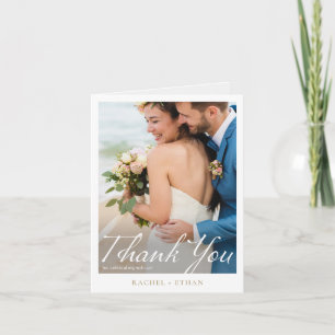 Einfache Elegante Moderne Gold Foto Hochzeit Dankeskarte