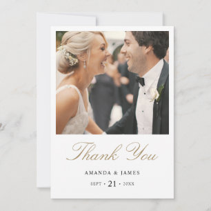 Einfache Elegante Moderne Gold Foto Hochzeit Viele Dankeskarte