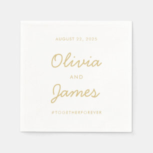 Einfache Elegante Moderne Gold Script Wedding Hash Serviette