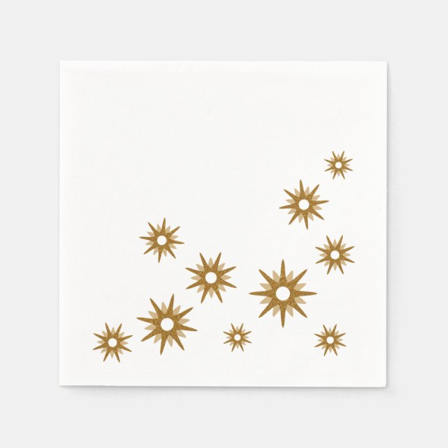 Einfache Elegante Moderne Gold Sternexplosion Desi Serviette (Vorderseite)