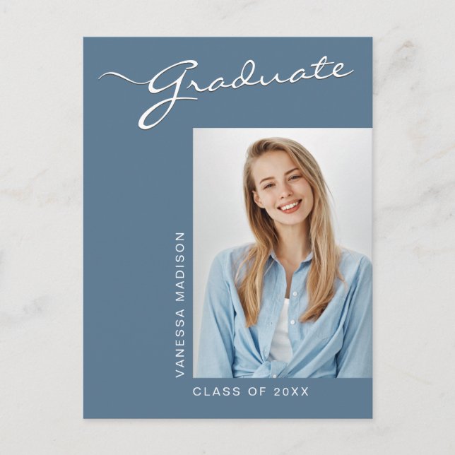 Einfache Elegante Moderne Grad Foto Ankündigung Postkarte (Vorderseite)