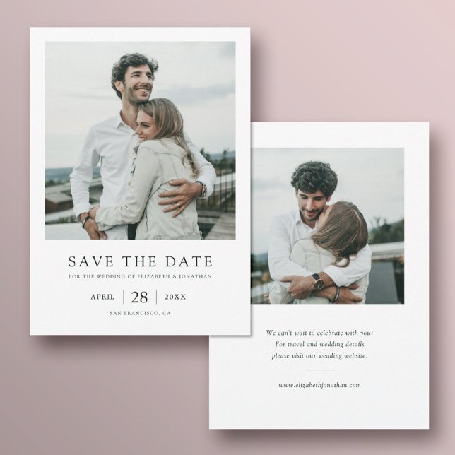 Einfache Elegante Moderne Hochzeit mit mehreren Fo Save The Date (Von Creator hochgeladen)