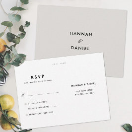 Einfache Elegante Moderne Hochzeit RSVP Postkarte