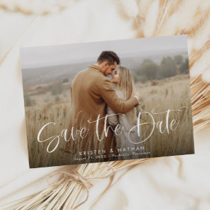 Einfache Elegante Moderne Kalligrafie Script QR Co Save The Date