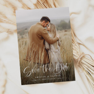 Einfache Elegante Moderne Kalligrafie Script QR Co Save The Date