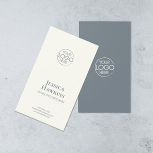 Einfache Elegante Moderne Logo Dusty Blue Beruflic Visitenkarte
