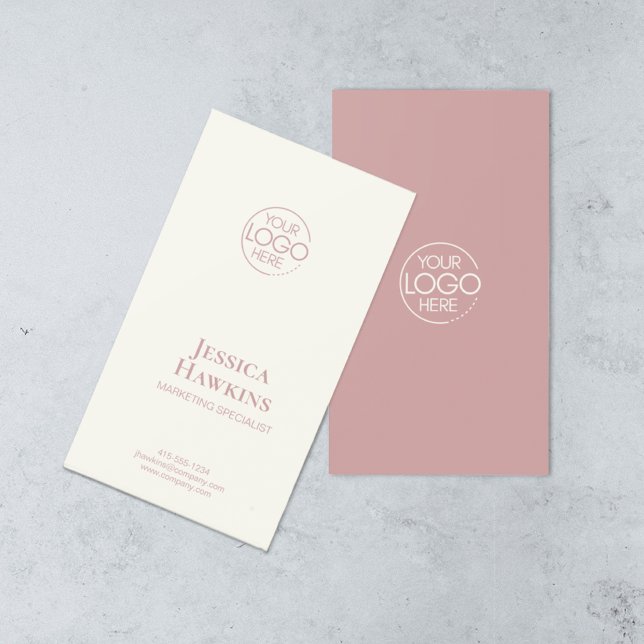 Einfache Elegante Moderne Logos Dusty Rose Berufli Visitenkarte (Von Creator hochgeladen)