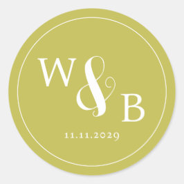 Einfache Elegante Moderne Mit Monogramm Hochzeit Runder Aufkleber
