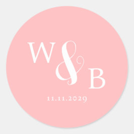 Einfache Elegante Moderne Mit Monogramm Hochzeit Runder Aufkleber
