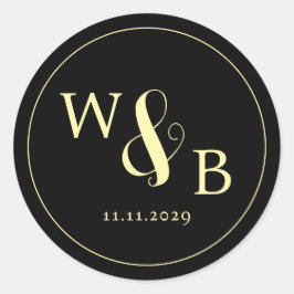 Einfache Elegante Moderne Mit Monogramm Hochzeit Runder Aufkleber