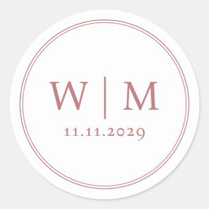 Einfache Elegante Moderne Mit Monogramm Hochzeit Runder Aufkleber
