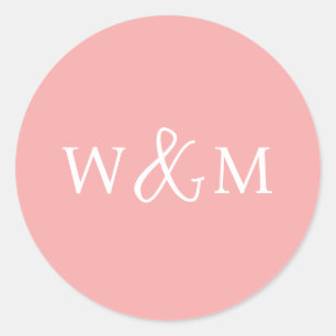 Einfache Elegante Moderne Mit Monogramm Hochzeit Runder Aufkleber