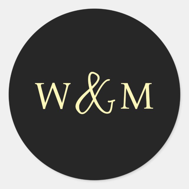 Einfache Elegante Moderne Mit Monogramm Hochzeit Runder Aufkleber (Vorderseite)
