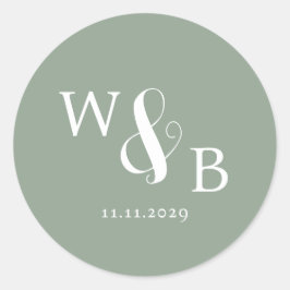 Einfache Elegante Moderne Mit Monogramm Hochzeit Runder Aufkleber