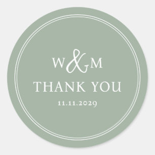 Einfache Elegante Moderne Mit Monogramm Hochzeit Runder Aufkleber