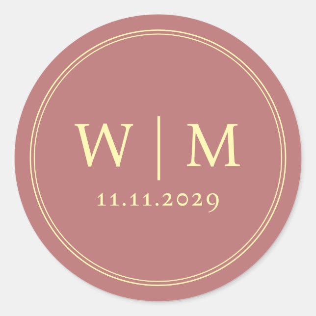 Einfache Elegante Moderne Mit Monogramm Hochzeit Runder Aufkleber (Vorderseite)