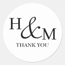 Einfache Elegante Moderne Mit Monogramm Hochzeit Runder Aufkleber