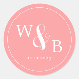 Einfache Elegante Moderne Mit Monogramm Hochzeit Runder Aufkleber