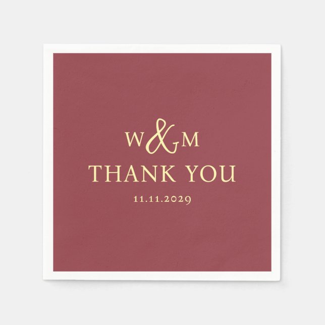 Einfache Elegante Moderne Mit Monogramm Hochzeit Serviette (Vorderseite)