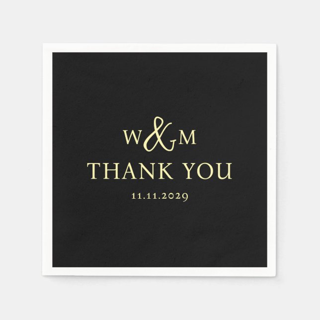 Einfache Elegante Moderne Mit Monogramm Hochzeit Serviette (Vorderseite)